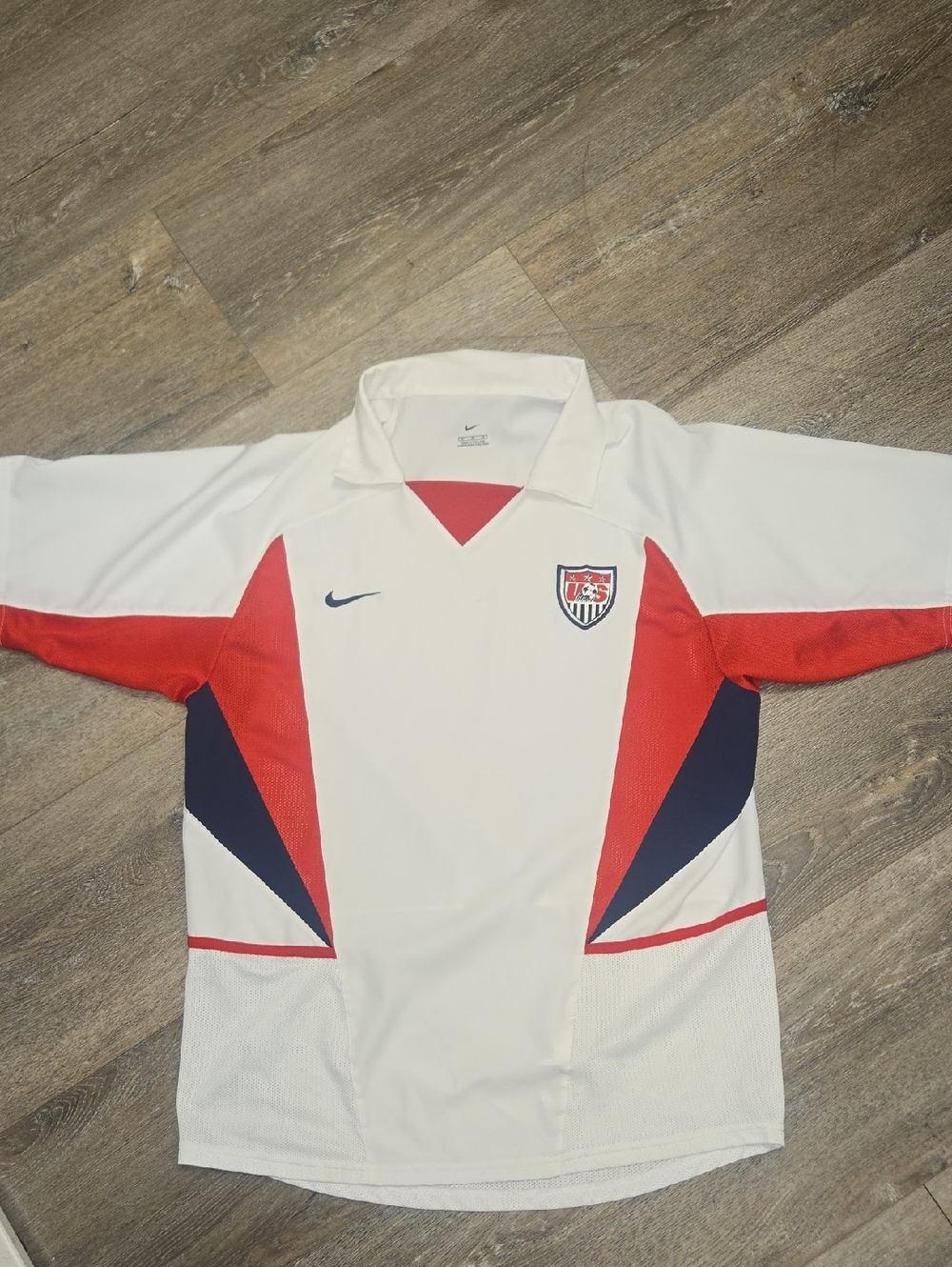 Nike White USA Soccer Jersey with Red & Navy Accents